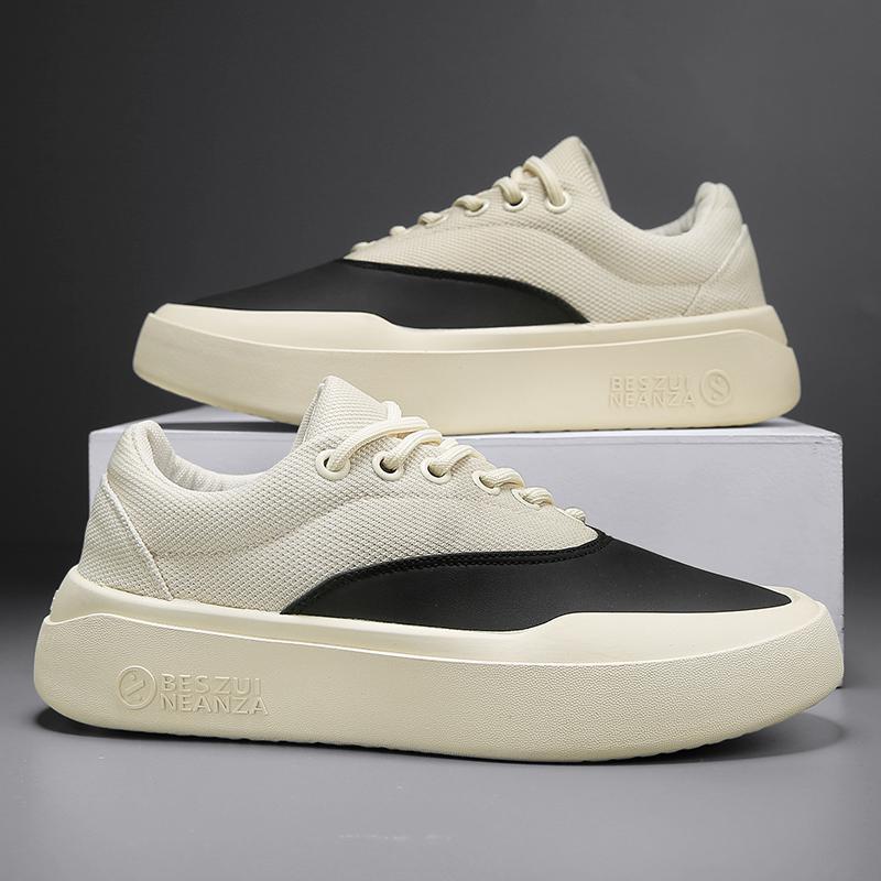 Unisex Minimalistische Low-Top Plateau-Sneaker mit nahtlosem Canvas-Textilmix und dämpfender EVA-Plateausohle Drune