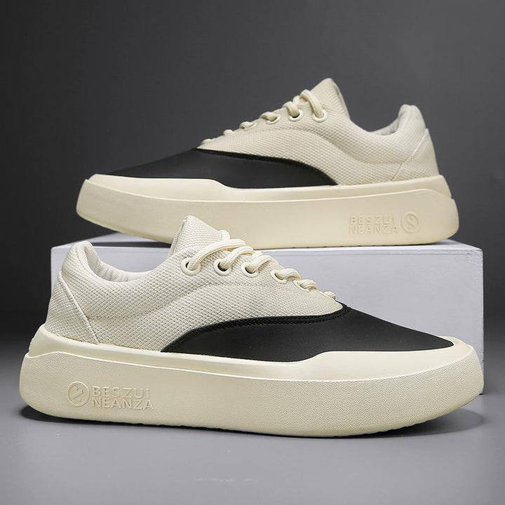 Unisex Minimalistische Low-Top Plateau-Sneaker mit nahtlosem Canvas-Textilmix und dämpfender EVA-Plateausohle Drune