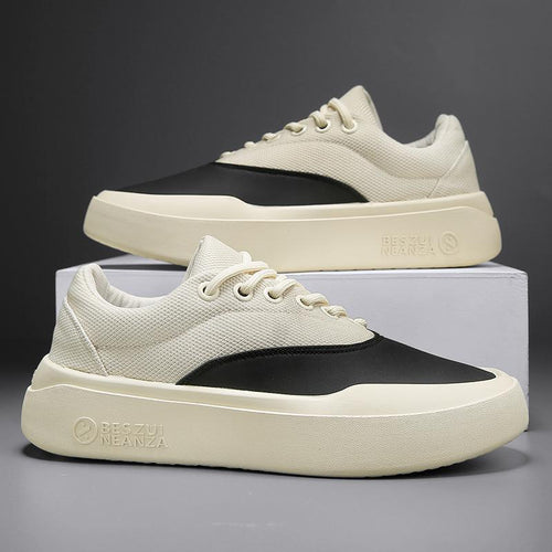 Unisex Minimalistische Low-Top Plateau-Sneaker mit nahtlosem Canvas-Textilmix und dämpfender EVA-Plateausohle Drune
