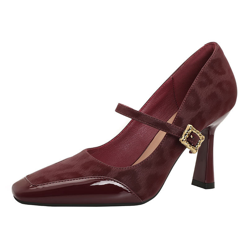 Damen elegante Mary Jane Pumps mit charakteristischem Blockabsatz und dekorativem Riemen Drune