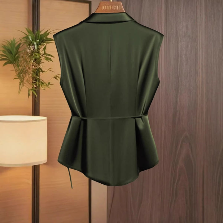 Damen Bluse mit eleganter Wickeloptik und fließendem Satinfall Drune
