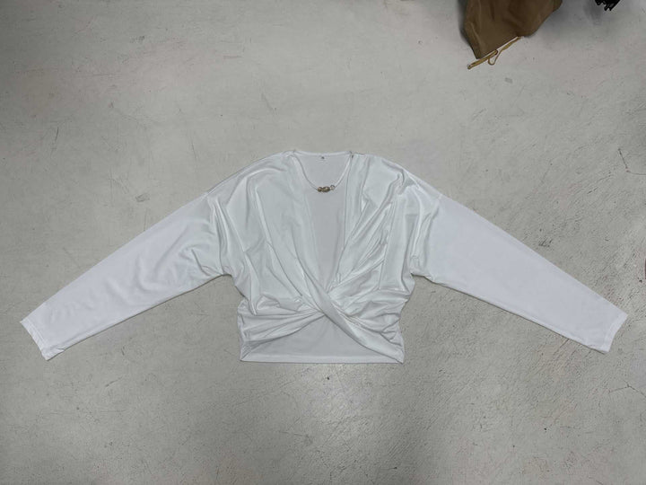 Damen nan Wickel-Cropped-Longsleeve mit Drapierter Front und taillierter Schnittführung Drune