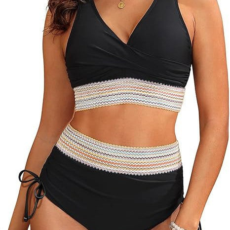 Damen Hoch tailliertes Bikiniset mit Wickeloberteil Drune