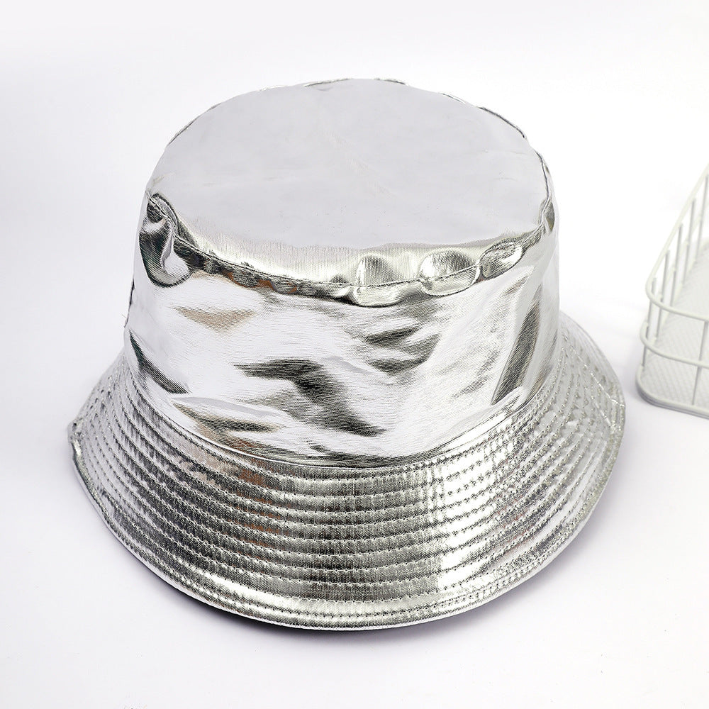 Damen Glänzender Regen-Bucket Hat mit breiter Krempe und wasserdichter Beschichtung Drune