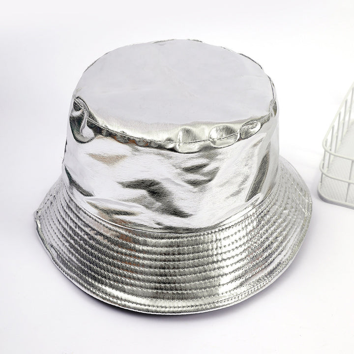 Damen Glänzender Regen-Bucket Hat mit breiter Krempe und wasserdichter Beschichtung Drune
