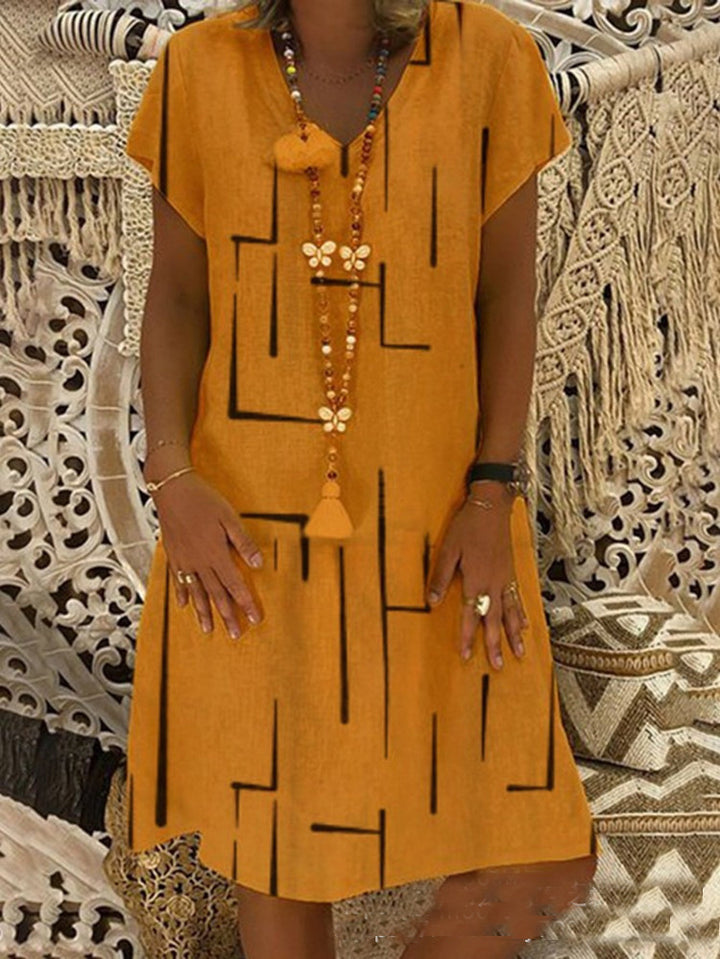 Damen Lässiges Sommerkleid mit modernem grafischem Design und schmeichelndem Schnitt Drune
