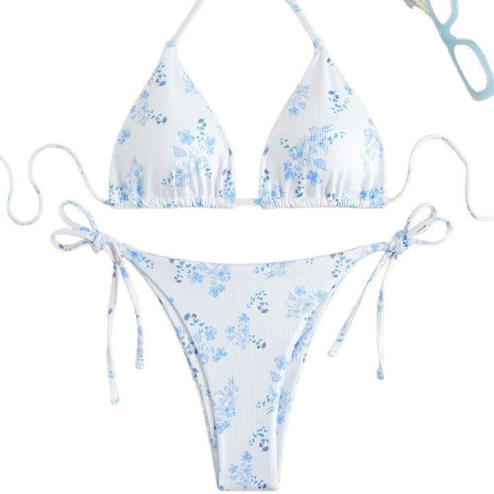 Damen Triangel-Bikini mit filigranem Blumenmuster Drune