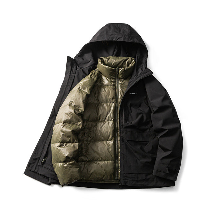 Herren Funktionelle Outdoor-Softshelljacke mit Kapuze und Mehrfachtaschen Drune