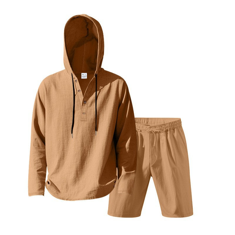 Herren lässiges Kapuzenshirt mit kurzer Hose im entspannten Stil Drune
