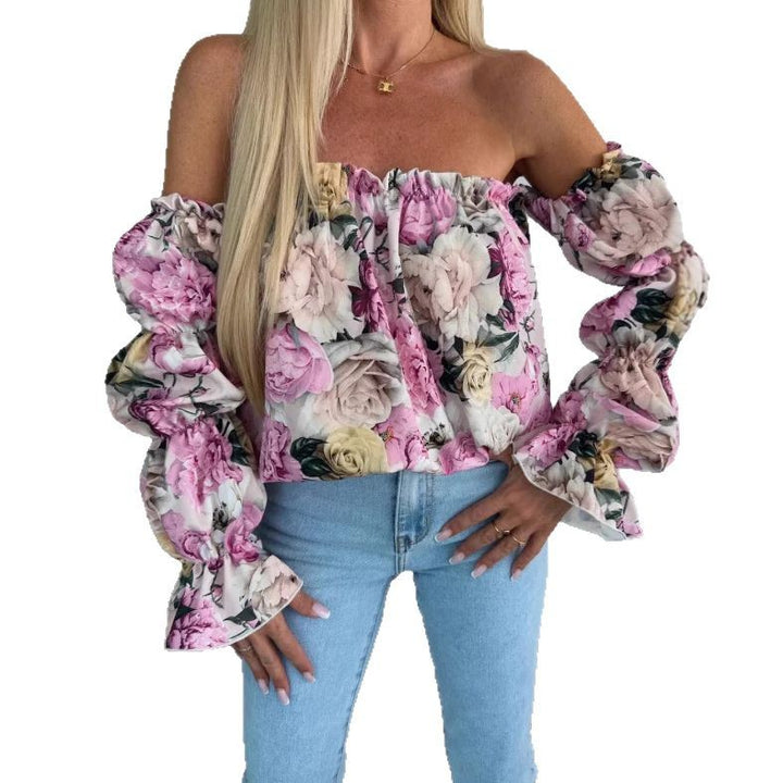 Damen Bluse mit schulterfreiem Schnitt und Volantärmeln Drune