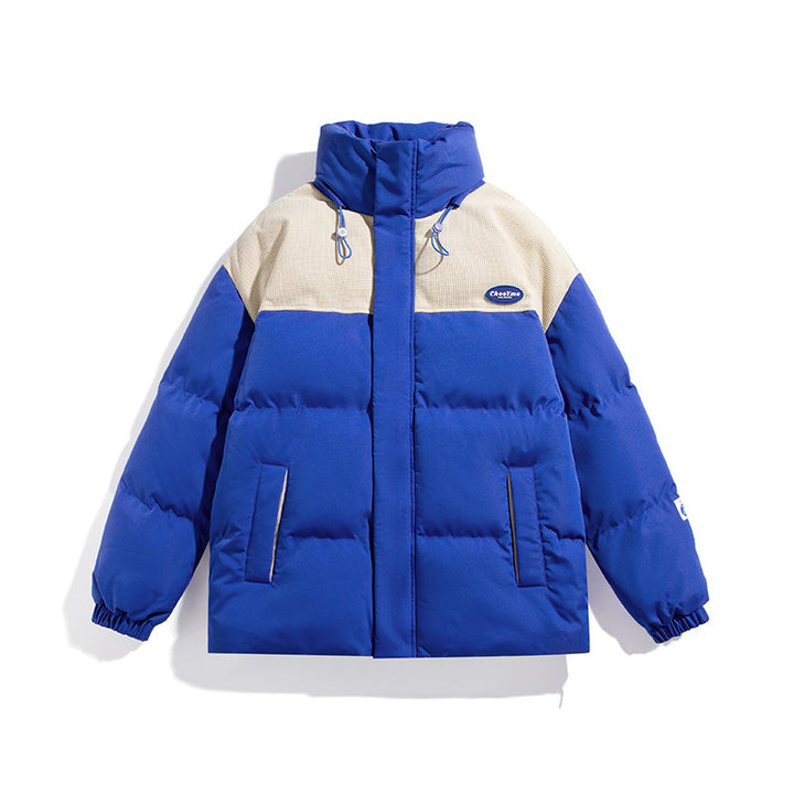 Herren Wattierte Oversize-Steppjacke mit hohem Stehkragen und kontrastiertem Schulterpaneel Drune