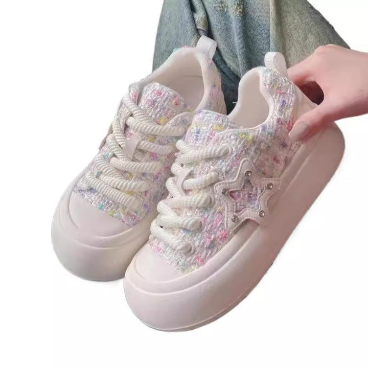 Damen Elegante und bequeme Sneakers mit glitzerndem Sternen-Detail Drune
