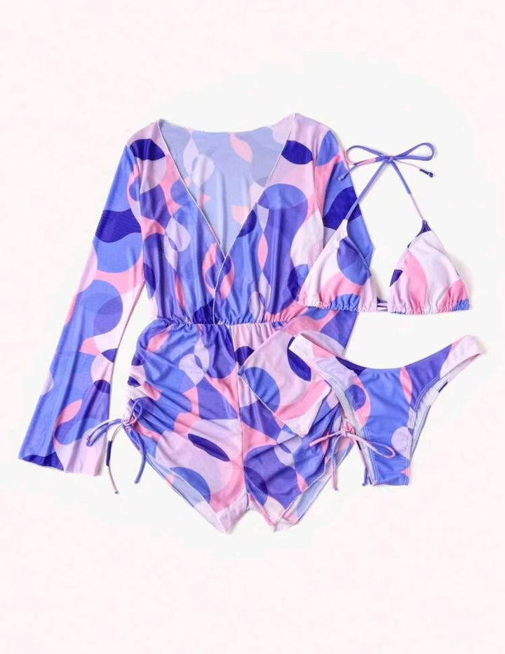 Damen Strandoutfit mit luftiger Tunika und Bikini Drune