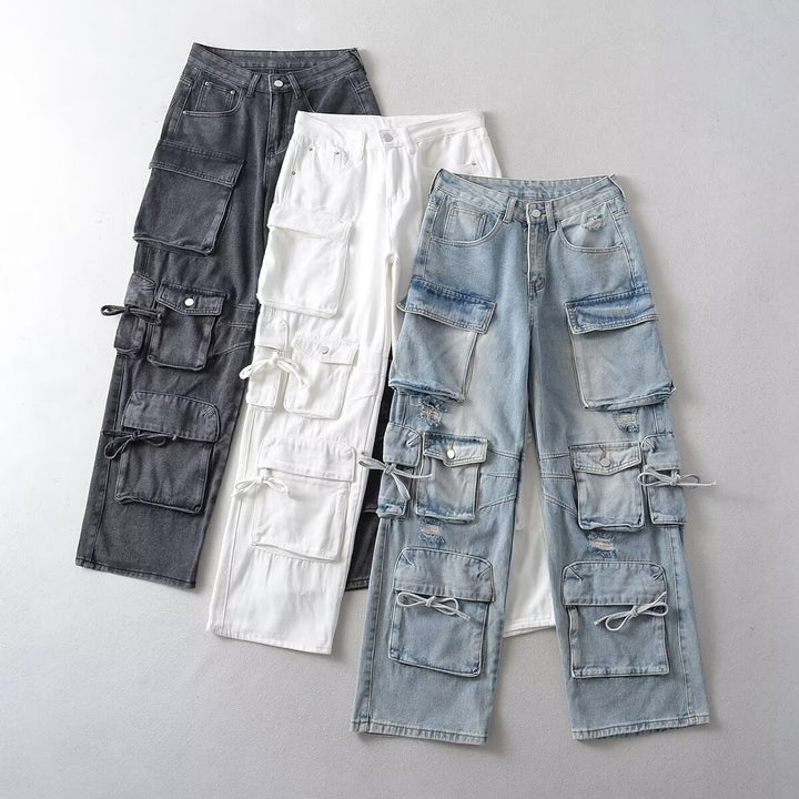 Damen Cargo-Jeans mit funktionalen Taschen und lässigem Schnitt Drune