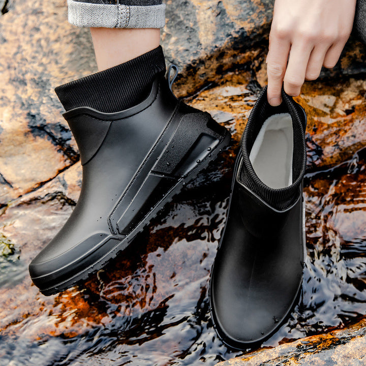 Herren Wasserdichte Gummi-AnklDruneoots im Chelsea-Stil mit rutschfester Profillaufsohle Drune