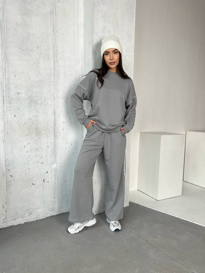Damen lässiger Sportanzug mit weit geschnittenem Oberteil und bequemen Hosen Drune