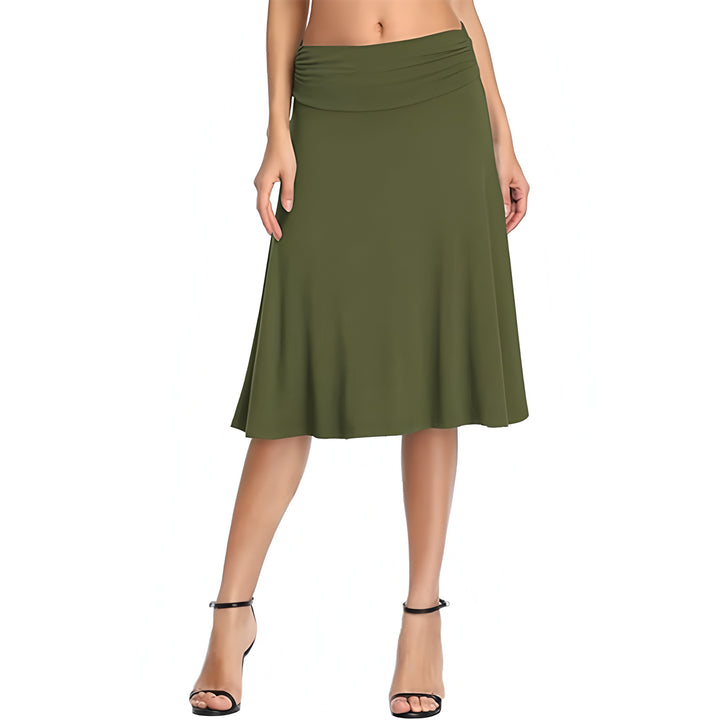 Damen schwingender Midirock mit gerafftem Taillenbund und fließendem Schnitt Drune
