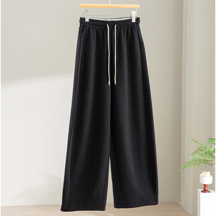 Damen Weite Loungehose mit elastischem Bund, Kordelzug und seitlichen Eingrifftaschen Drune