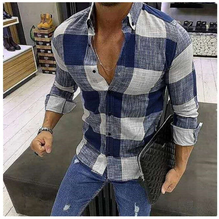 Herren Langarmhemd mit modernem Karo-Design und komfortablem Slim-Fit Schnitt Drune