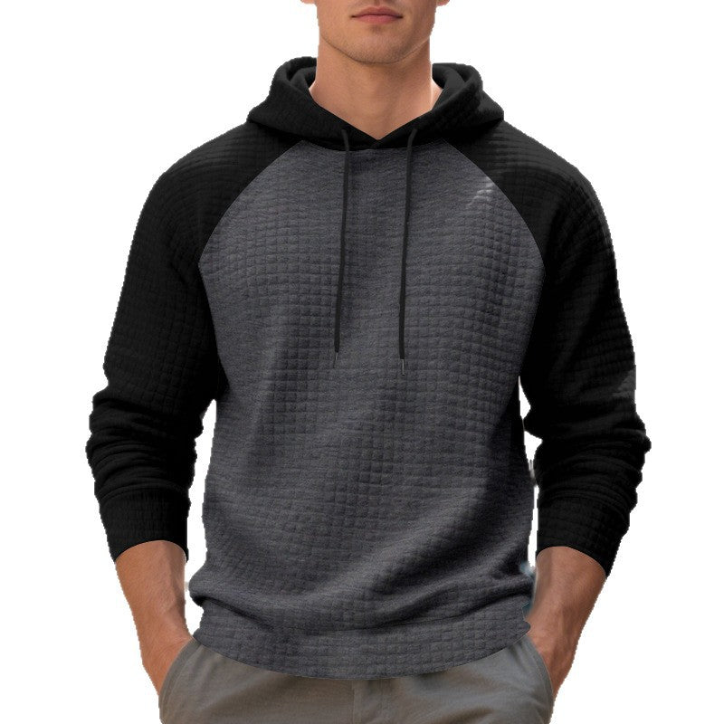 Herren nan gesteppter Kapuzenpullover mit Raglanärmeln und Kordelzug Drune