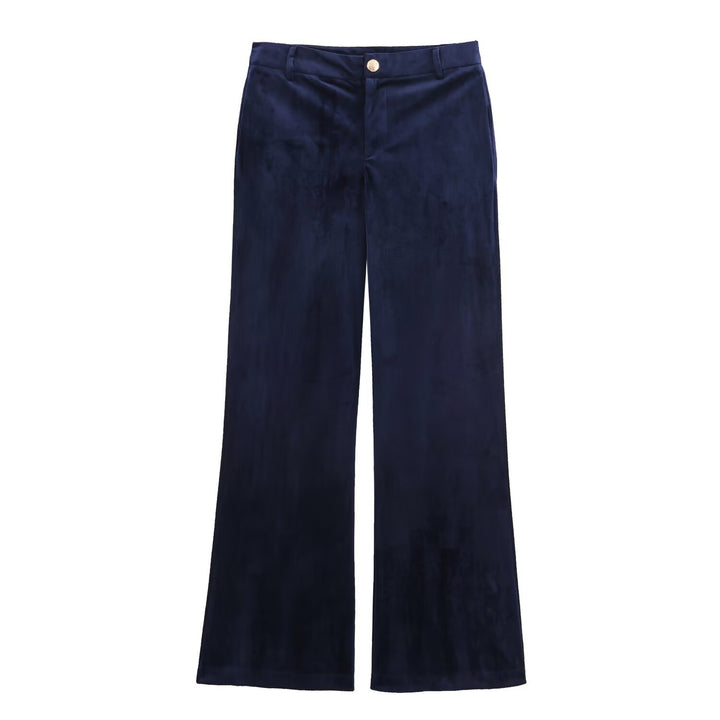 Damen Weite Samt-Hose mit hoher Taille und weitem Bein Drune