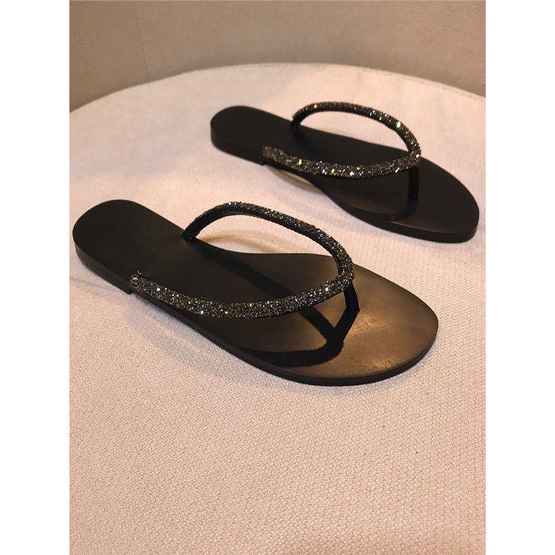 Damen Strandsandalen mit glitzerndem Riemendesign Drune