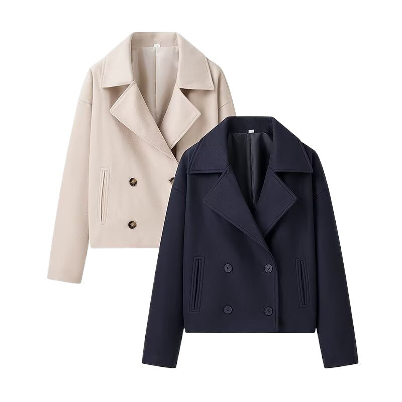 Damen elegante Bikerjacke mit doppelter Knopfleiste und weichem Material Drune