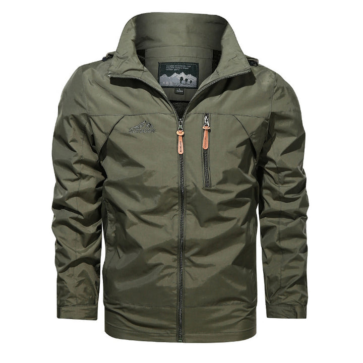 Herren Ultraleichter Microfaser-Windbreaker mit hohem Stehkragen und Brust-Reißverschlusstasche Drune