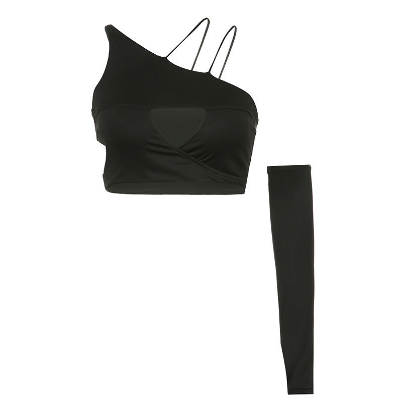Damen asymmetrisches Crop-Top mit Cut-Out-Details und elegantem Design Drune