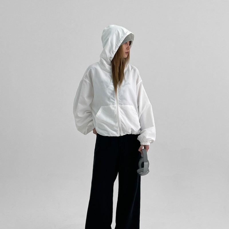 Damen winddichte Jacke mit Kapuze Drune