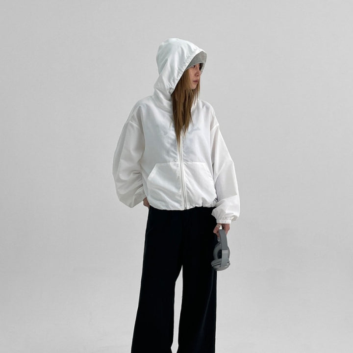 Damen winddichte Jacke mit Kapuze Drune