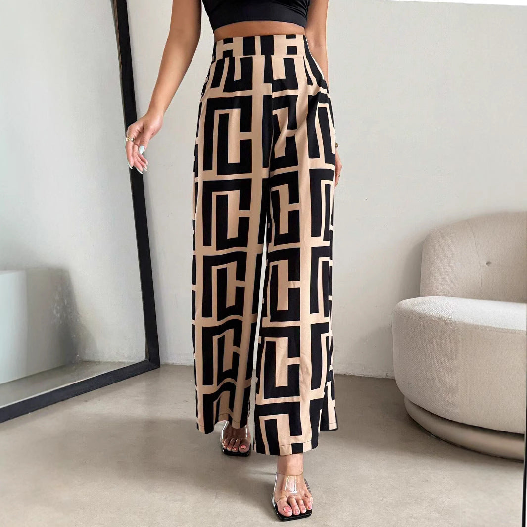 Damen Modische Palazzo-Hose mit grafischem Muster Drune