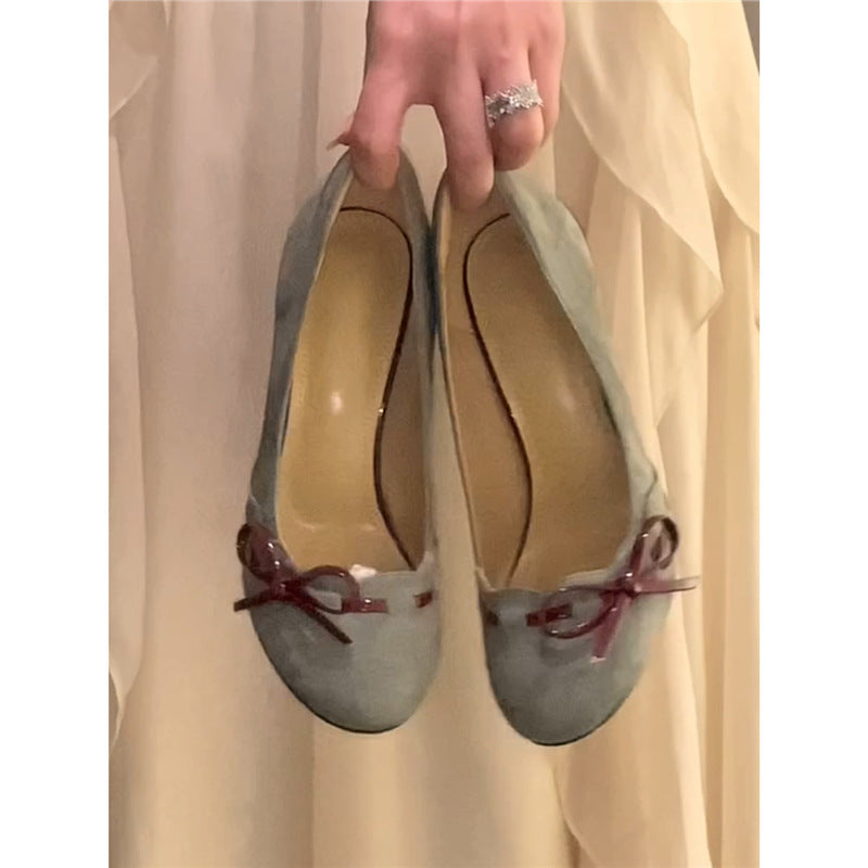 Damen Elegante Wildleder-Pumps mit Schleifenapplikation und sculpted Stiletto-Absatz Drune
