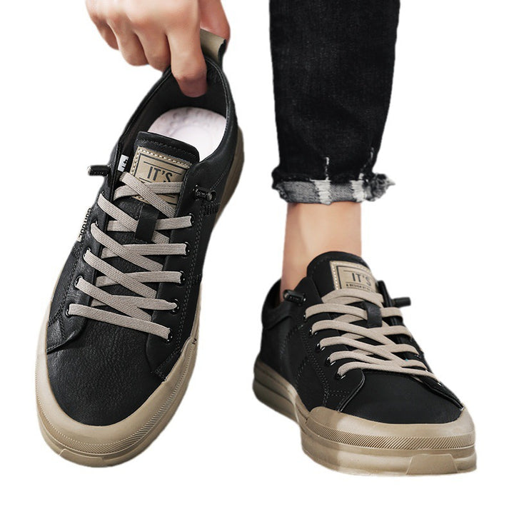 Herren Lässige Leder-Sneaker mit gepolstertem Knöchelkragen und robuster Gummisohle Drune