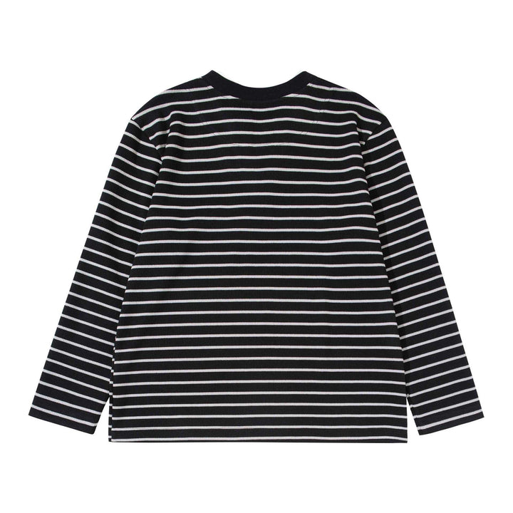 Damen Gestreiftes Strickshirt mit V-Ausschnitt und Lagenlook Drune