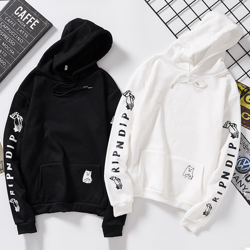 Damen Kapuzenpullover mit auffälligem Ärmelprint, Kängurutasche und relaxed Fit Drune