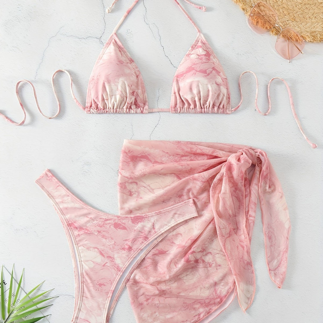 Damen Triangel-Bikini-Set mit elegantem Wickelsarong Drune