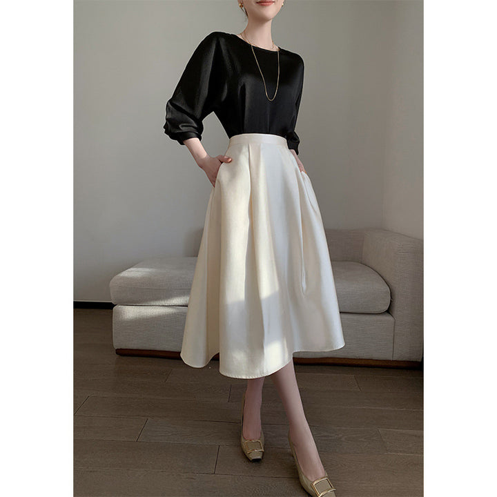 Damen Elegante und fließende Midikleid Drune