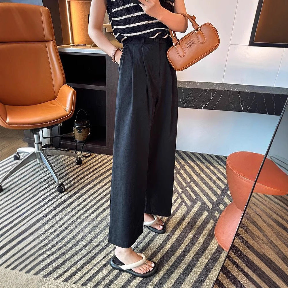 Damen Weitgeschnittene Hose mit hohem Bund und seitlichen Taschen Drune