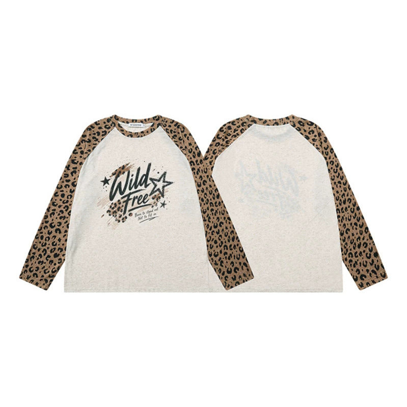 Damen Baumwoll-Langarmshirt im Raglanstil mit Leo-Ärmeln und Statement-Frontprint Drune