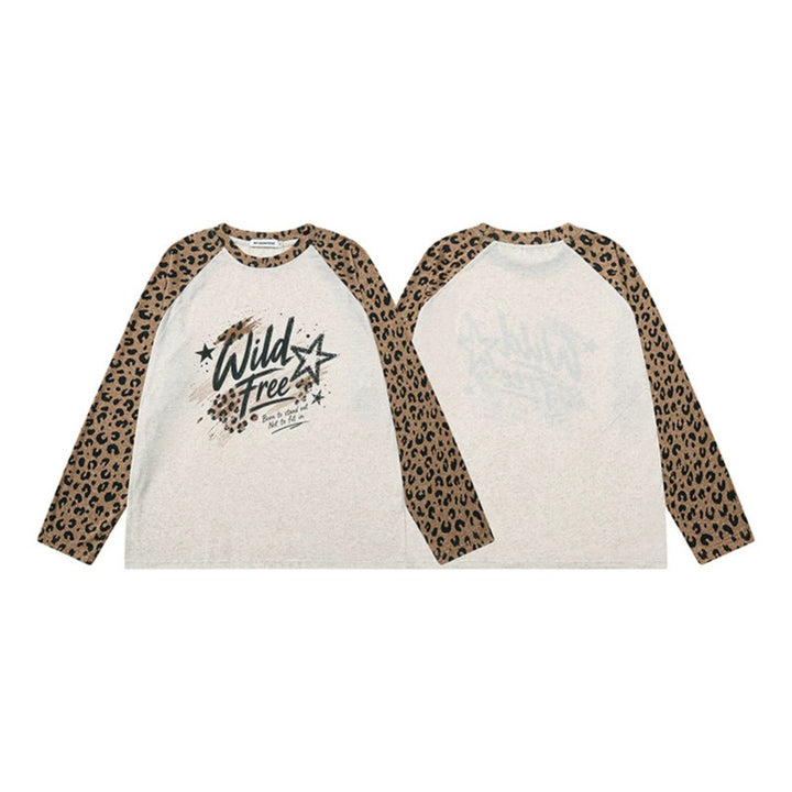 Damen Baumwoll-Langarmshirt im Raglanstil mit Leo-Ärmeln und Statement-Frontprint Drune
