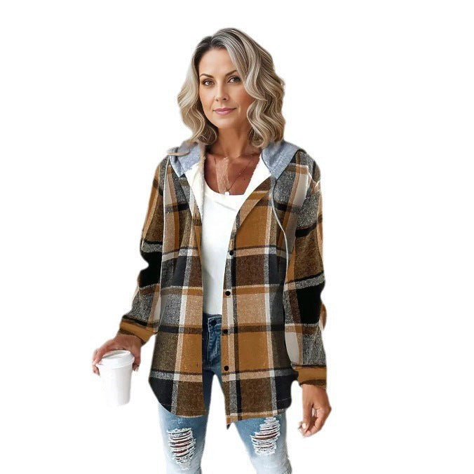 Damen Kapuzencardigan mit Streifen und Druckknopfblende Drune