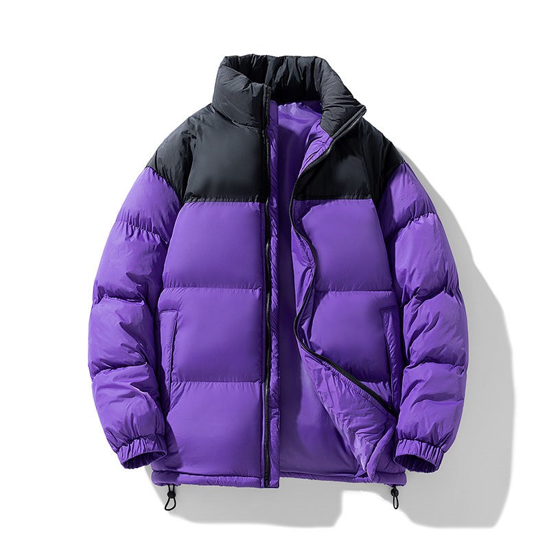 Herren gesteppte Thermo-Daunenimitat-Jacke mit hohem Stehkragen und Kordelzug Drune