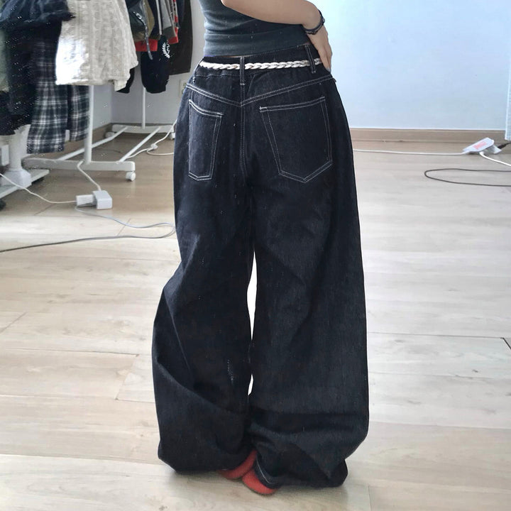 Damen Weiter Jeans mit eleganten Kunstwerken Drune