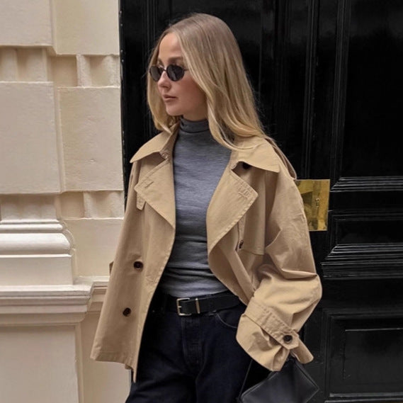Damen Übergröße Trenchcoatjacke mit doppelter Knopfleiste und lässigem Schnitt Drune