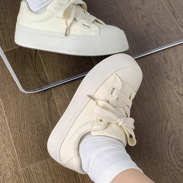 Damen Modische Sneakers mit stylischen Schleifen und gedämpfter Sohle Drune