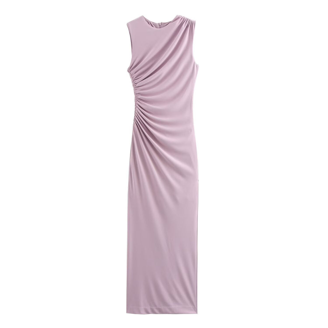 Damen elegantes Maxikleid mit raffinierten Drapierungen Drune