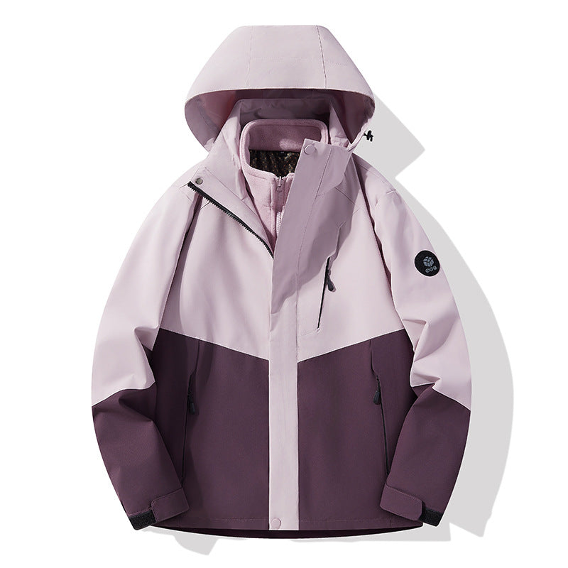 Herren dreilagige atmungsaktive Softshell-Trekkingjacke mit integriertem Fleecekragen und verstellbarer Kapuze Drune
