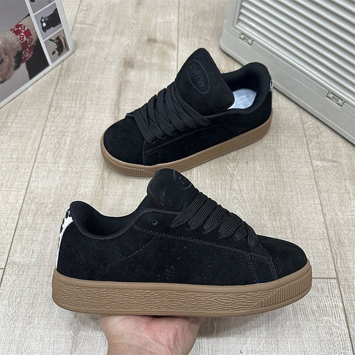 Damen Lifestyle Sneakers mit dicker Gummisohle und weichem Wildleder-Obermaterial Drune