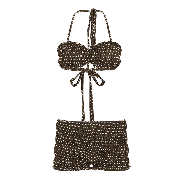 Damen Bandeau-Bikini Set mit Rüschung und verspieltem Punktdesign Drune